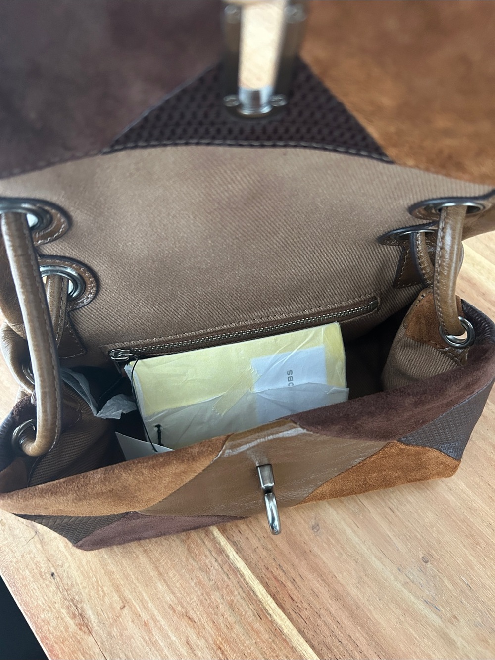 Brown Suede Patchwork Shoulder Bag - Picture 5 of 6